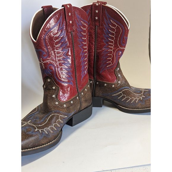 Ariat Square Toe Youth Red White Blue Western Boot Size 3 - Picture 8 of 9